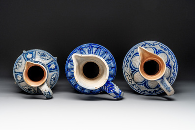 A varied collection of 8 Westerwald stoneware jugs, 19th C.