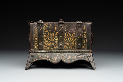 A polychrome wrought-iron casket, South Germany, Nuremberg, 17th C.