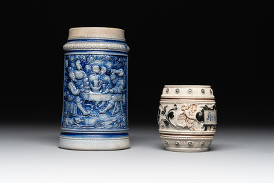 A varied collection of 8 Westerwald stoneware jugs, 19th C.