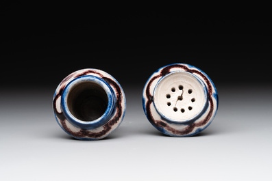 A Westerwald stoneware heart-shaped inkstand, Germany, 18th C.