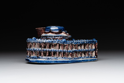 A Westerwald stoneware heart-shaped inkstand, Germany, 18th C.