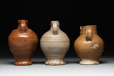 Three German stoneware jugs, 16th C.