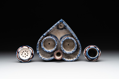 A Westerwald stoneware heart-shaped inkstand, Germany, 18th C.