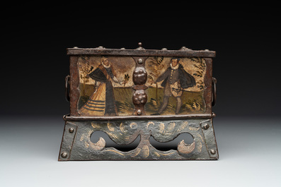 A polychrome wrought-iron casket, South Germany, Nuremberg, 17th C.