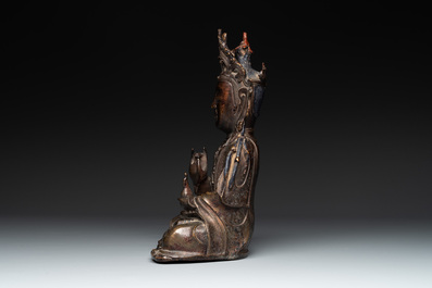 A Chinese bronze Guanyin, Ming