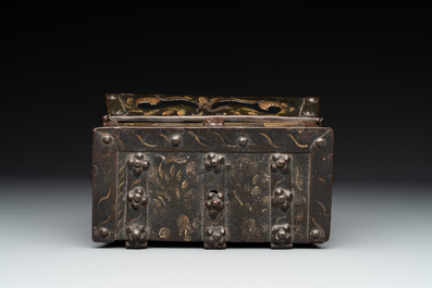 A polychrome wrought-iron casket, South Germany, Nuremberg, 17th C.