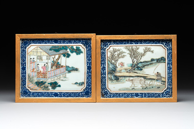 Eight Chinese famille rose 'rice and silk production' plaques, Republic