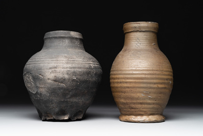 A collection of five German proto stoneware jugs and a vessel, 14th C.