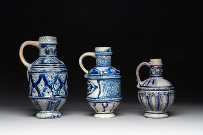 A varied collection of 10 Westerwald stoneware jugs, 17th C. and later
