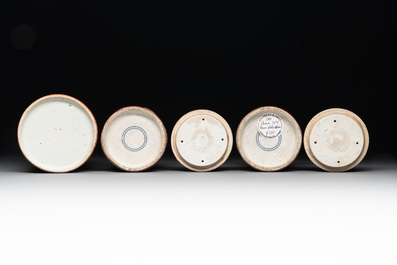 A collection of six Chinese copper-red-glazed and flamb&eacute;-glazed wares, 19/20th C.