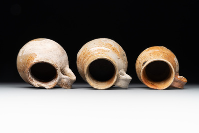 A collection of six German stoneware mugs, 16/17th C.