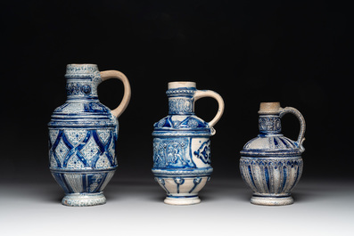 A varied collection of 10 Westerwald stoneware jugs, 17th C. and later