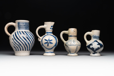 A varied collection of 10 Westerwald stoneware jugs, 17th C. and later