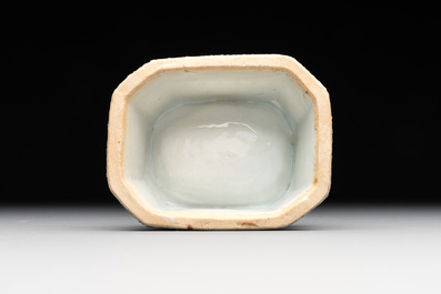 A rare Chinese crown-monogrammed salt and two fine famille rose salts, Qianlong