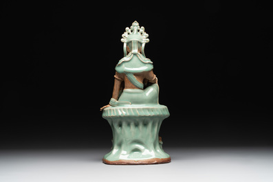 A Chinese Longquan celadon Guanyin, Ming or later