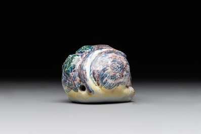 A polychrome Dutch Delft model of a squirrel, 18th C.