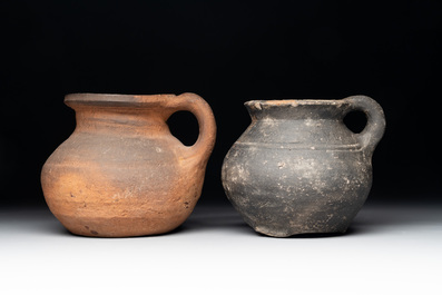 A collection of five German proto stoneware jugs and a vessel, 14th C.