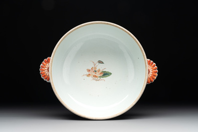 A Chinese famille rose 'heron and lotus' tureen and cover, Qianlong
