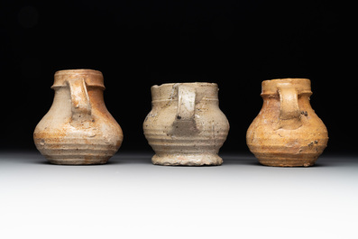 A collection of six German stoneware mugs, 16/17th C.