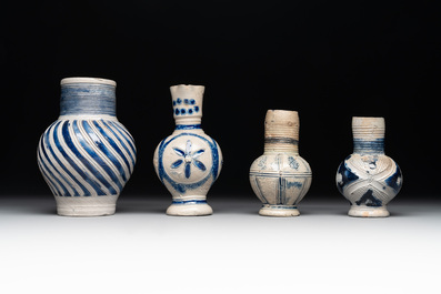 A varied collection of 10 Westerwald stoneware jugs, 17th C. and later