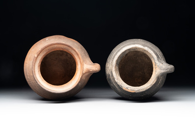 A collection of five German proto stoneware jugs and a vessel, 14th C.