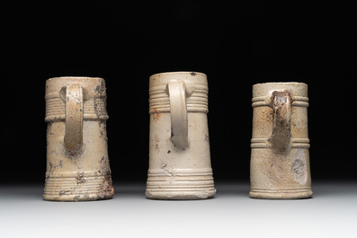 A 18-piece study collection of stoneware mugs, drinking vessels, pottery and stoneware oil lamps, mainly Germany, 15th C. and later