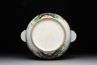 A Chinese famille rose 'heron and lotus' tureen and cover, Qianlong