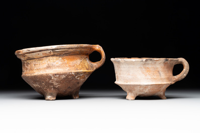 A collection of 10 parcel-glazed pottery so-called &lsquo;grapen&rsquo;, tripod cooking pots, 14th/17th C.