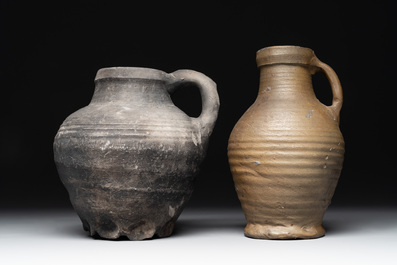 A collection of five German proto stoneware jugs and a vessel, 14th C.