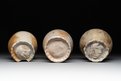 Five German stoneware jugs, 16/17th C.
