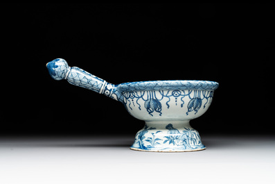 A Dutch Delft blue and white 'tobacco plantation owner' brasier, 18th C.