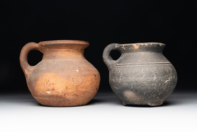 A collection of five German proto stoneware jugs and a vessel, 14th C.