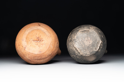 A collection of five German proto stoneware jugs and a vessel, 14th C.