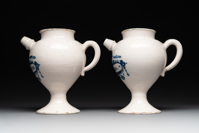 A pair of Dutch Delft blue and white wet drug or syrup jars inscribed 'DE ABSYNTHIO' and 'DE FARFARA', 18th C.
