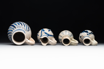 A varied collection of 10 Westerwald stoneware jugs, 17th C. and later