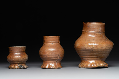 A collection of 10 German stoneware mugs, 14/16th C.