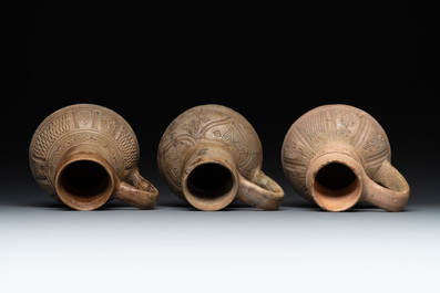 Five Siegburg stoneware jugs, 16th C.