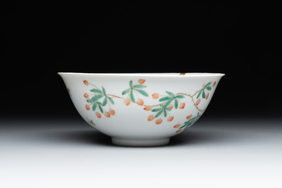 A Chinese famille verte 'goji' bowl, Daoguang mark, 20th C.