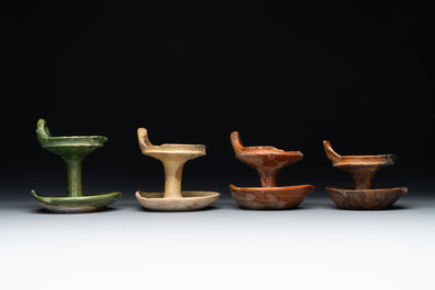 14 green, yellow and brown-glazed pottery wares, Western Europe, 16th C. and later
