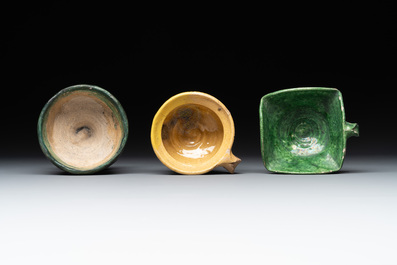 14 green, yellow and brown-glazed pottery wares, Western Europe, 16th C. and later
