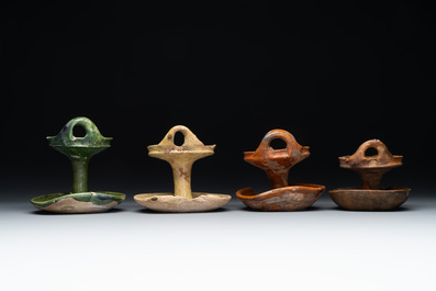 14 green, yellow and brown-glazed pottery wares, Western Europe, 16th C. and later