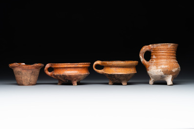11 brown-glazed pottery wares, Low Countries, 14/17th C.