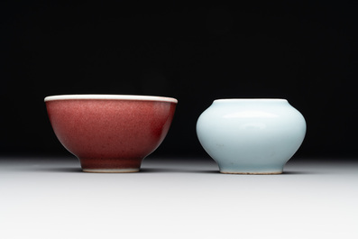 Three Chinese monochrome wares, Qianlong mark, Ming and later