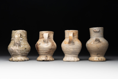 A collection of 9 German stoneware jugs, 16th C. and later