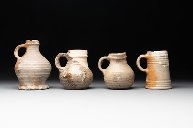 A collection of 9 German stoneware jugs, 16th C. and later