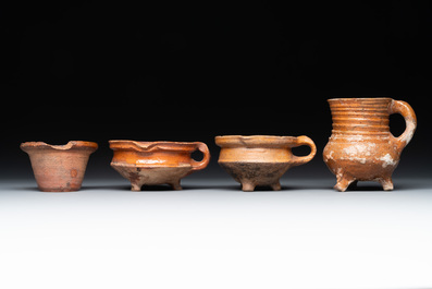 11 brown-glazed pottery wares, Low Countries, 14/17th C.