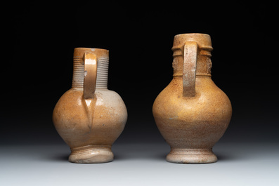 Six German stoneware jugs and mugs, 15/16th C.