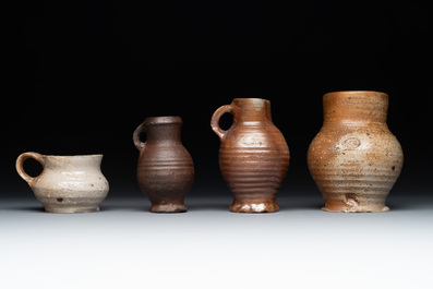 Six German stoneware jugs and mugs, 15/16th C.