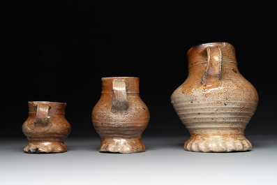 A collection of 10 German stoneware mugs, 14/16th C.