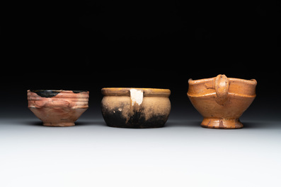 11 brown-glazed pottery wares, Low Countries, 14/17th C.